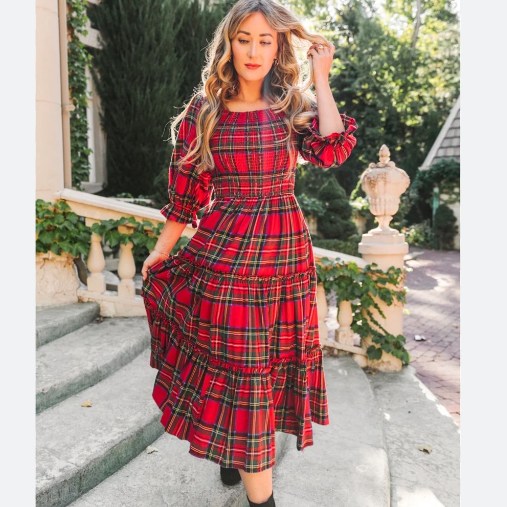 Ivy City Co Madeline Plaid Red Dress